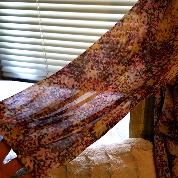 L "Christopher Banks" sheer tiered peplum ruffled chiffon blouse - Picture 4 of 9